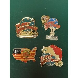 Vintage Planet Hollywood Enamel Pins Lot of 4 Jakarta Las Vegas USA 1988